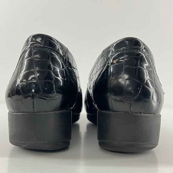 Mephisto Celka Croc Emboss Patent Black Leather Wedge Slip On Loafers Size 9.5 - Picture 8 of 15